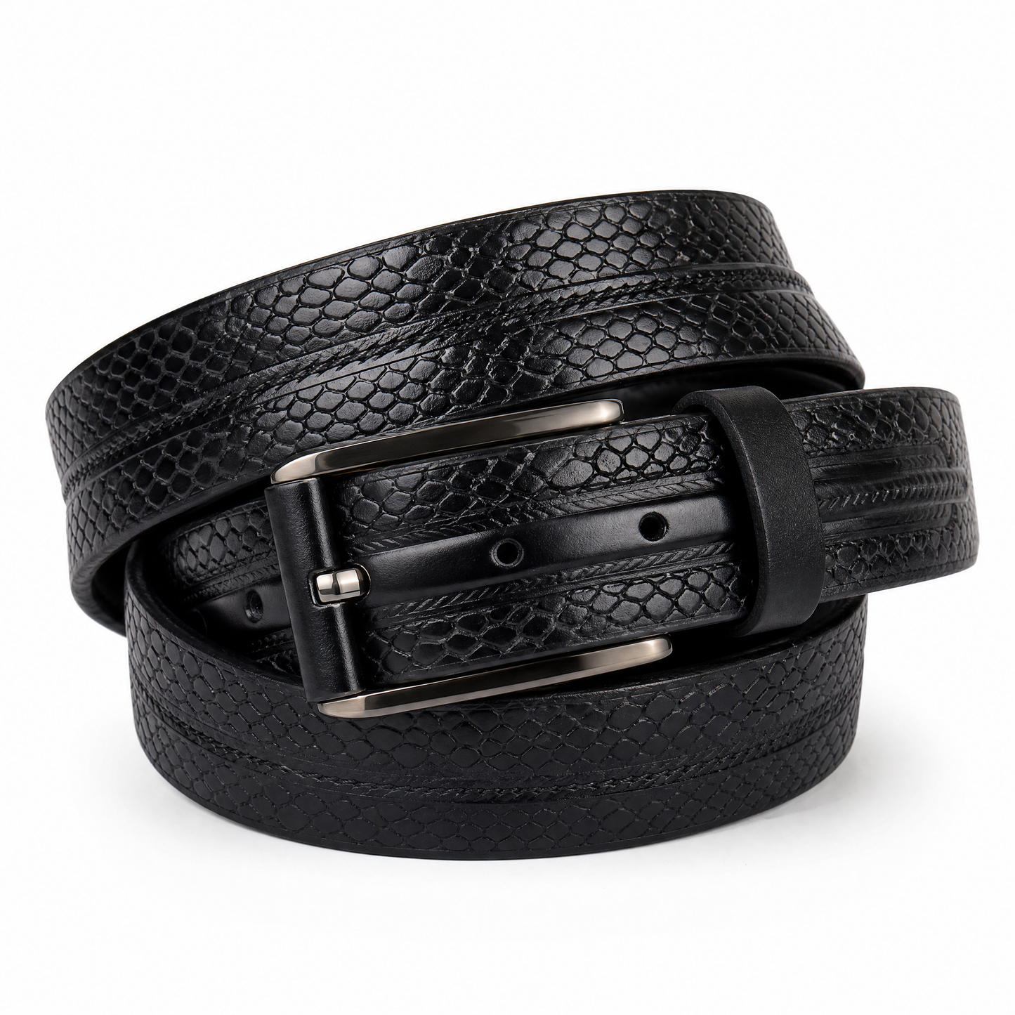 Ceinture crocodile 35mm réglable - noir