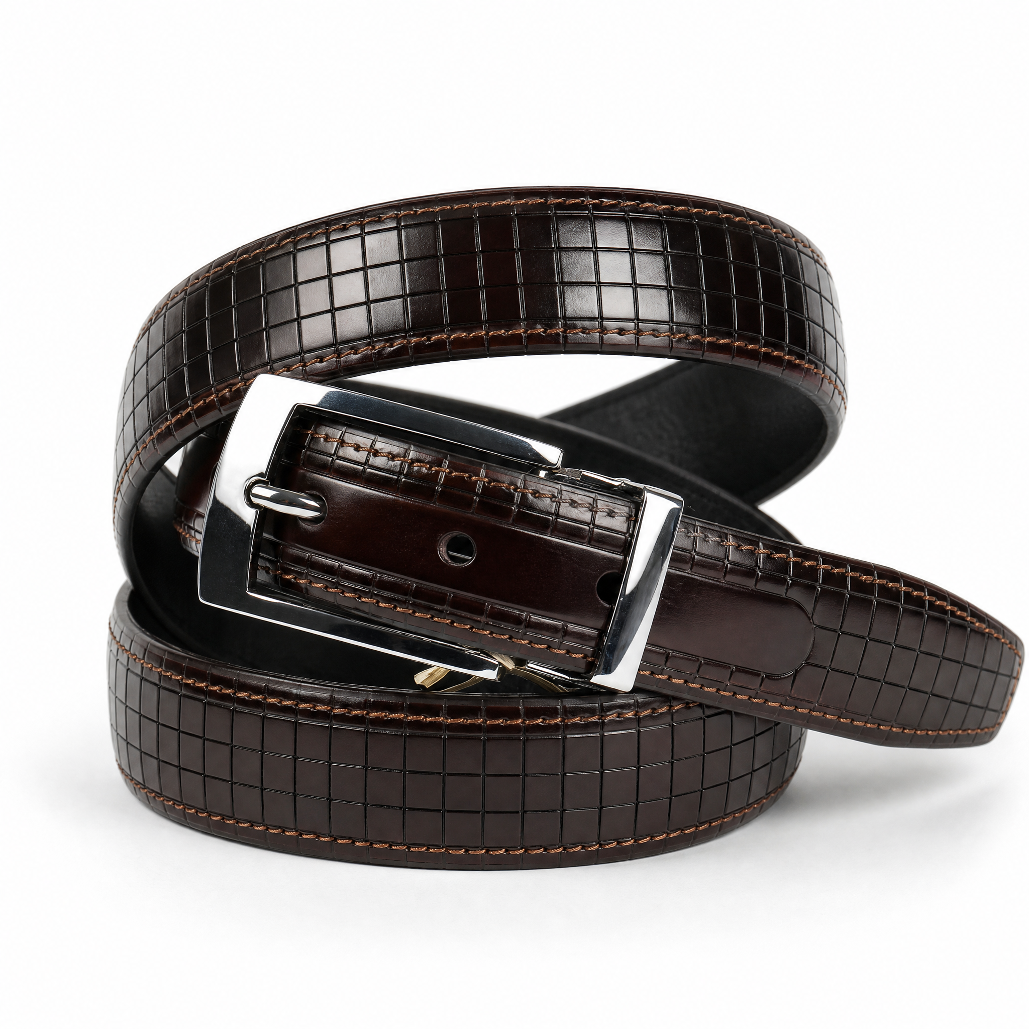 Ceinture carreaux DMCC 30mm - marron