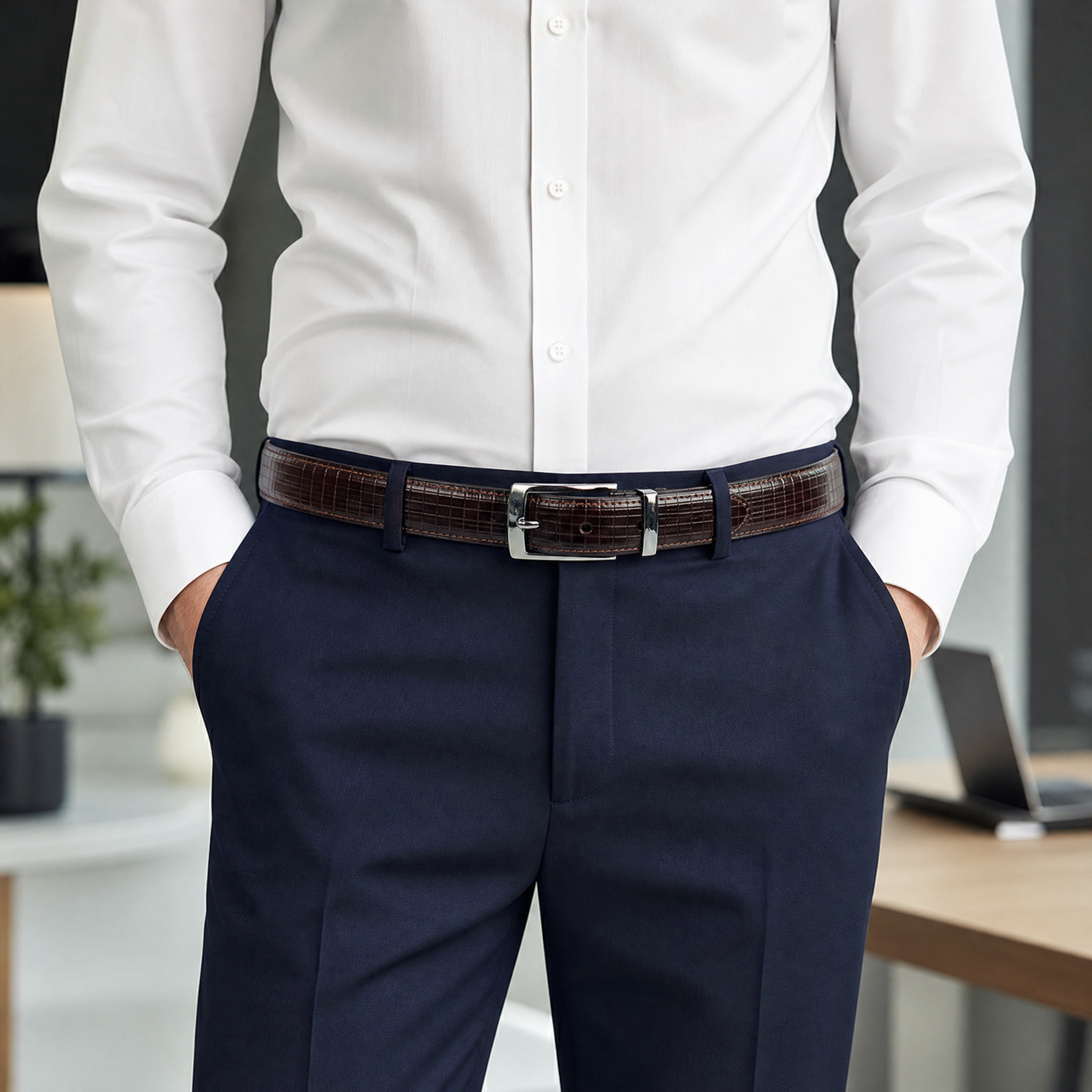 Ceinture carreaux DMCC 30mm - marron