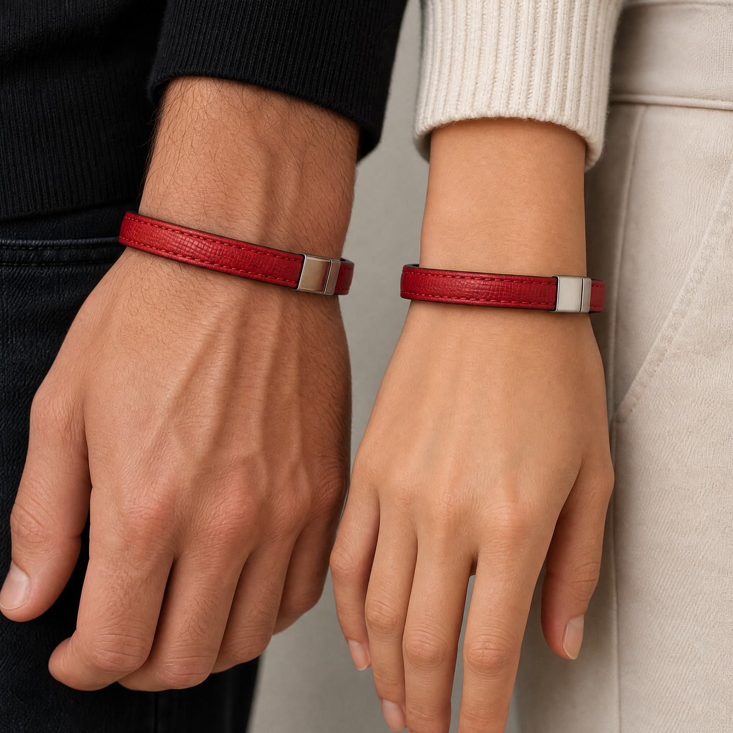 Bracelet en cuir rouge