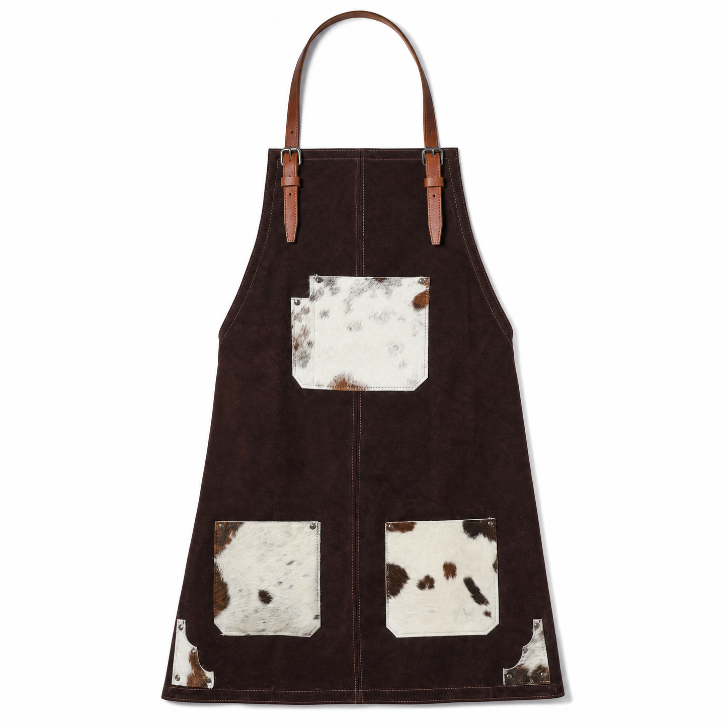 Tablier en cuir marron