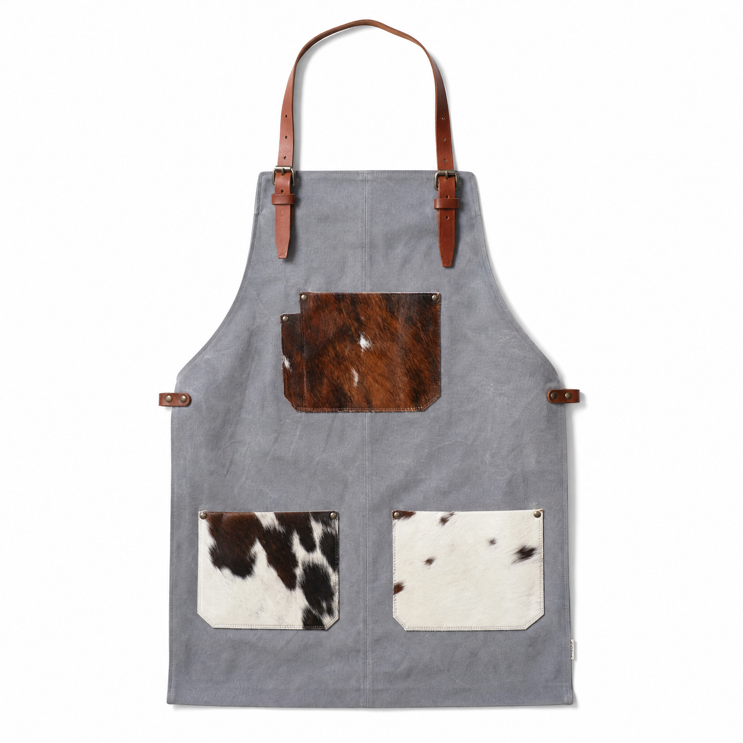 Tablier en cuir gris