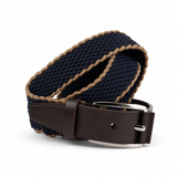 Ceinture élastique DMC09 - Bleu & beige tressée