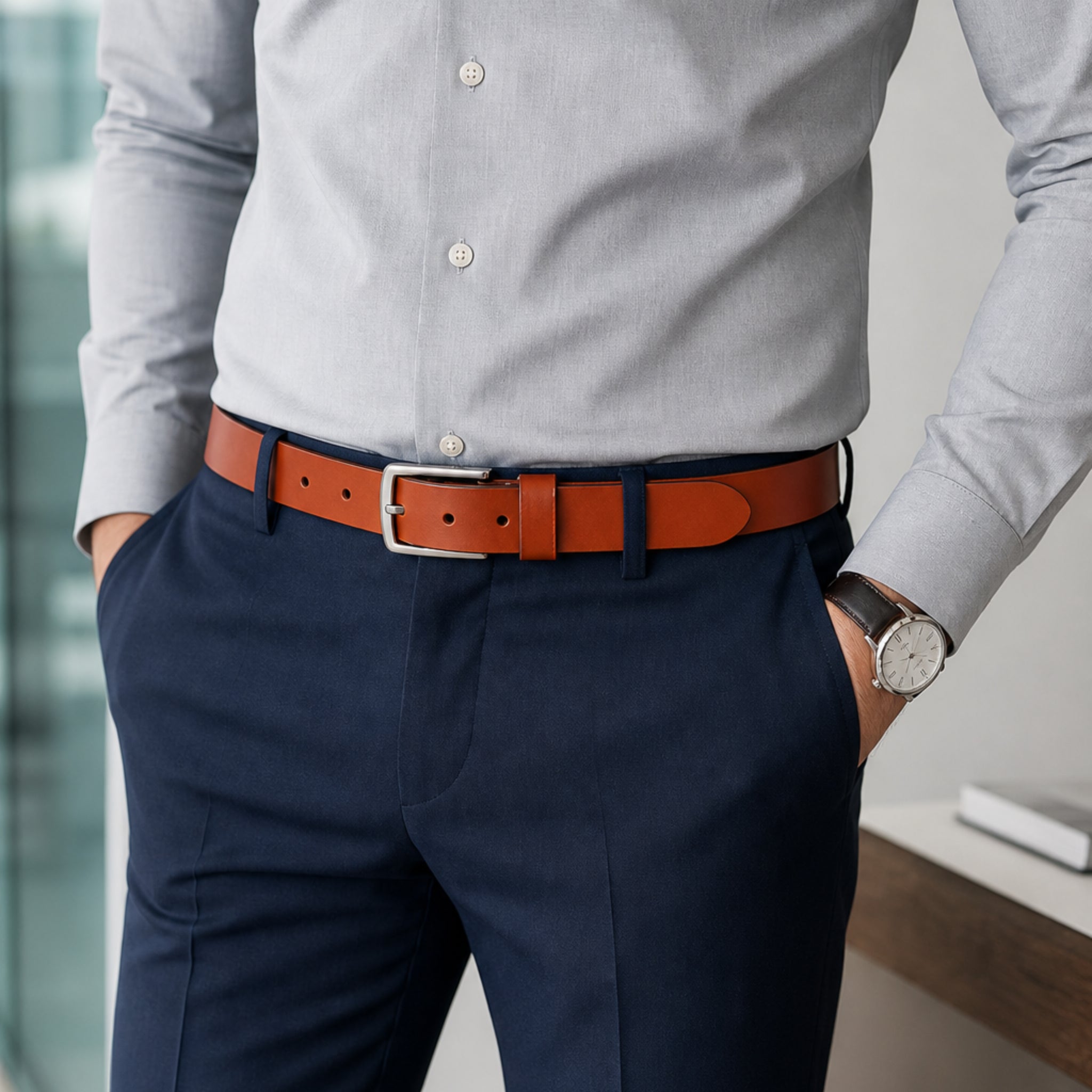 ceinture en cuir SC01 40mm - naturel