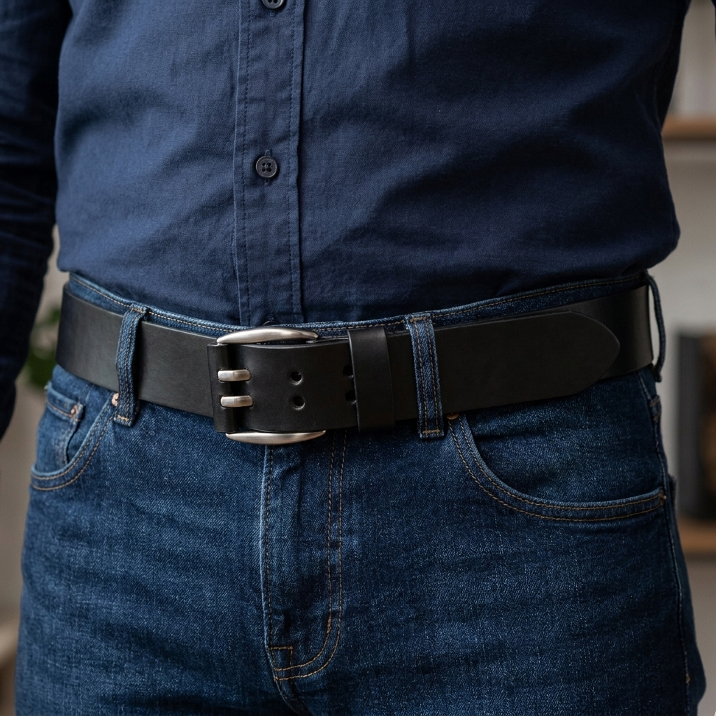 ceinture en cuir SC double 40mm - noir